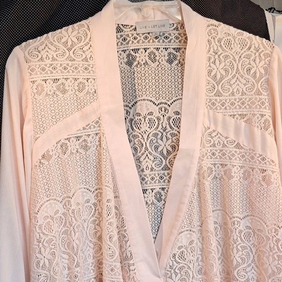 Live & Let Live Lace Kimono Open‎ Front Peplum Top Blouse Pink Bohemian - Picture 4 of 9